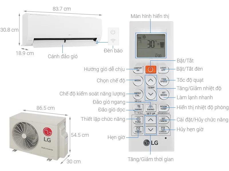 Máy lạnh LG Inverter 2 HP (2 ngựa) V18WIN1 model 2024 - Ảnh 2