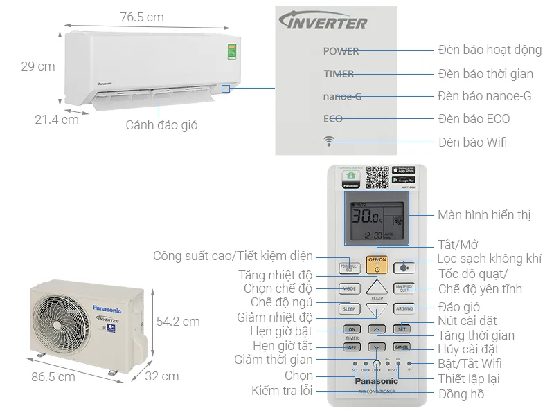 Máy lạnh Panasonic Inverter 1.5 HP (1.5 ngựa) CU/CS-RU12CKH-8D model 2026 - Ảnh 3