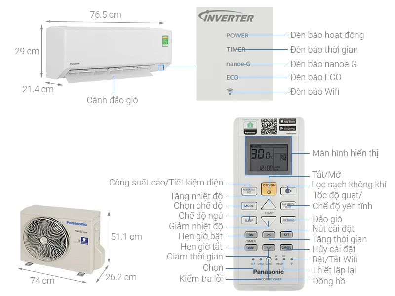 Máy lạnh Panasonic Inverter 1 HP (1 ngựa) CU/CS-RU9CKH-8D model 2026 - Ảnh 2
